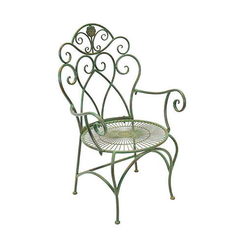 A.FRESCO Florentine Chair w/ Arms Outdoor Furniture 105x60cm Antique Green
