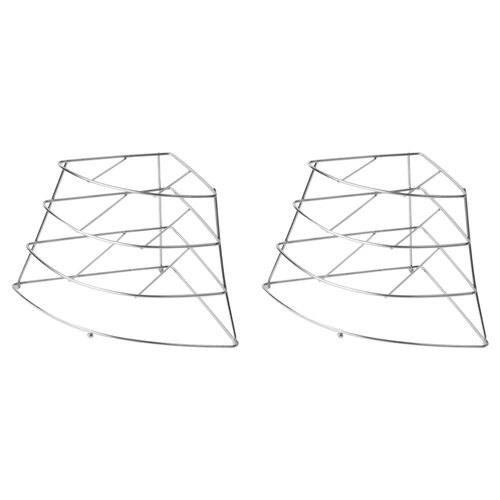 2PK Homeleisure Stainless Steel Corner Plate Stacker Silver 