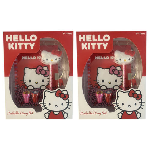 2PK Hello Kitty Lockable Journal Diary Set Kids School Writing Stationery