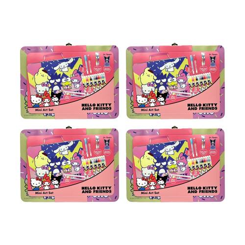 4PK Hello Kitty & Friends Mini Art Set Collectable Tin Pens Markers Ruler 3y+