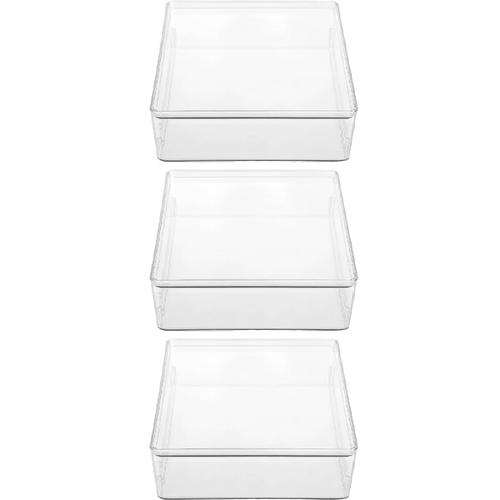 3PK Boxsweden 7L 34x26cm Crystal Lidded Tidy Box - Clear