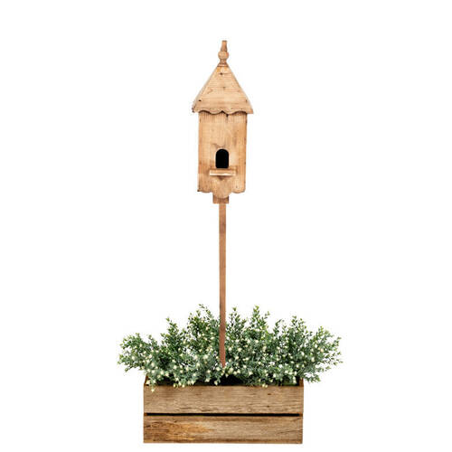  Pine Timber Outdoor Garden Bird House Stake 165x20cm Natural