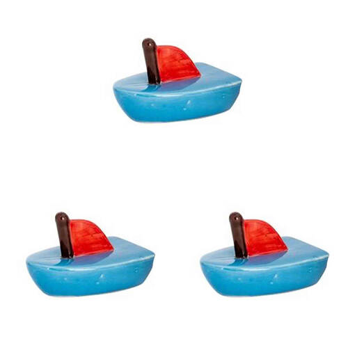 3PK Floating Boat Outdoor Decoration 10x7cm Multicoloured Assorted