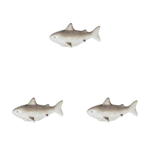 3PK Floating Shark Outdoor Bird Bath Decoration 16x7cm Grey/White