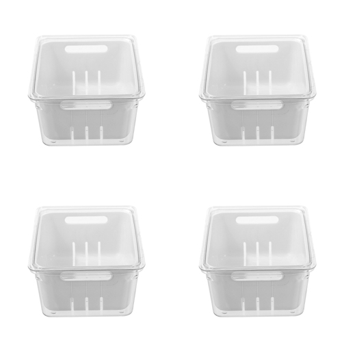 4PK Boxsweden Crystal 2L/22cm Crisp Bin Food Storage - White