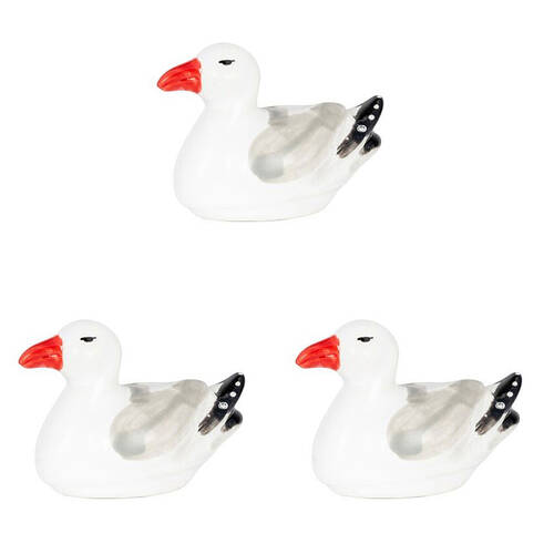 3PK Floating Seagull Outdoor Bird Bath Decoration 11x8cm Grey/White