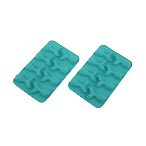 2pc Daily Bake Mermaid 8 Cup Silicone Chocolate Mould Set Turquoise