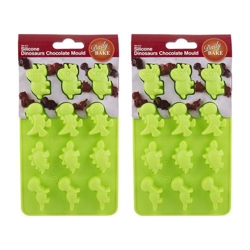 4pc Daily Bake Silicone Dinosaur 12 Cup Chocolate Mould