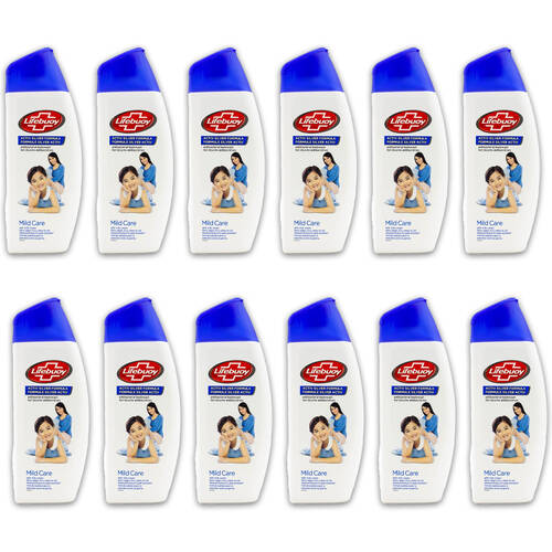 12PK Lifebuoy 300ml Antibacterial Body Wash Mild Care w/ Milk Cream