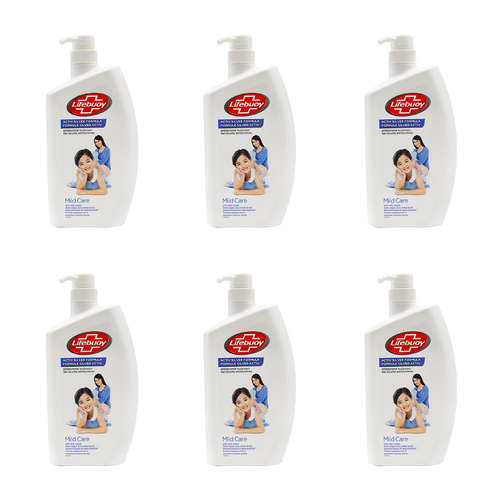 6PK Lifebuoy 1L Antibacterial Body Wash Bath Soap Mild Care
