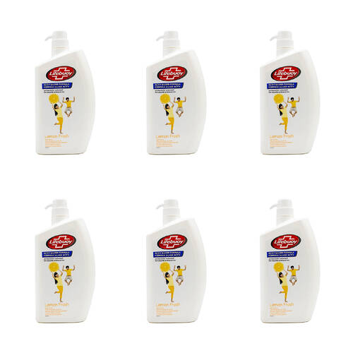 6PK Lifebuoy 1L Antibacterial Body Wash Bath Soap Lemon Fresh