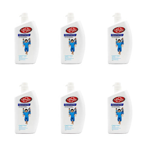 6PK Lifebuoy 1L Antibacterial Body Wash Bath Soap Cool Fresh