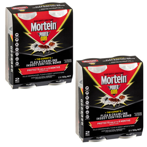 2x 2pc Mortein Power Grade Flea Bomb 150g Insect Spray