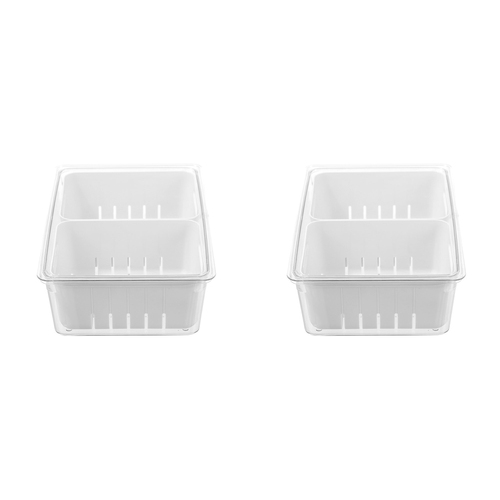 2PK Boxsweden Crystal 2-Section 4L/33.5cm Crisp Bin - White