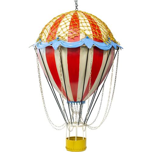 Boyle Large Handmade Hand-Painted Red & White Metal Balloon Ornament 103cm