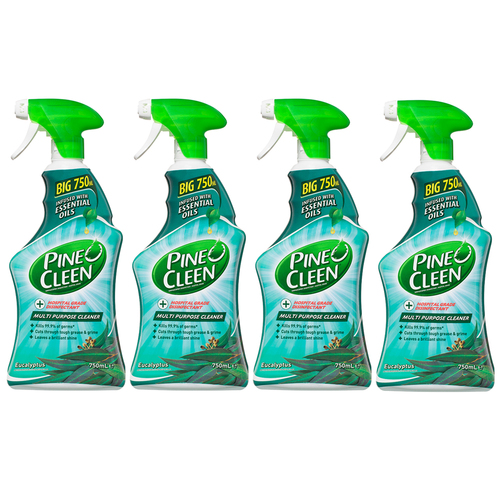 4PK Pine O Cleen Hospital Grade Disinfectant Multi Purpose Cleaner Eucalyptus 750ml