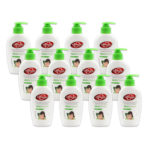 12PK Lifebuoy 190ml Germ Protection Handwash Liquid Soap - Nature