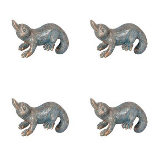 4PK Polyresin Aussie Animals Pot Sitter Ornament Aged Brass Assorted