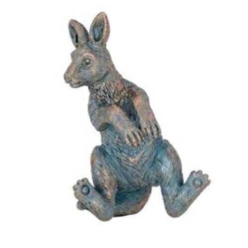  Polyresin Kangaroo Planter Pot Sitter Ornament Aged Brass