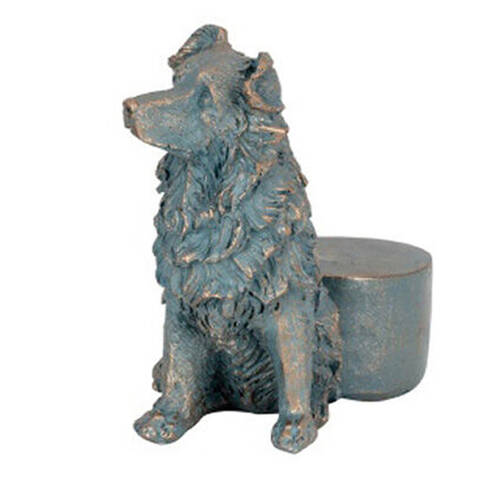  Polyresin Border Collie Dog Planter Pot Feet Riser Aged Brass