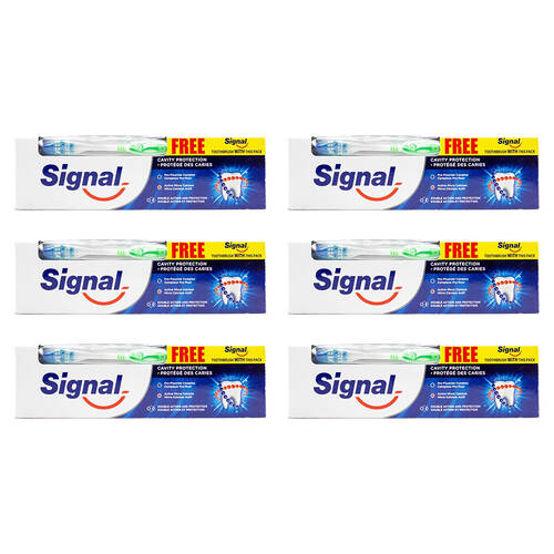 6PK Signal Toothpaste 150g & Toothbrush Cavity Protection Pack