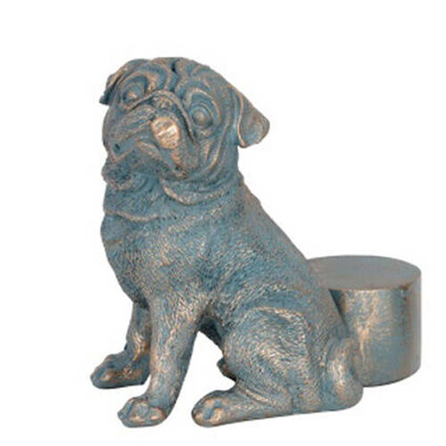  Polyresin Pug Dog Planter Pot Feet Riser Aged Brass