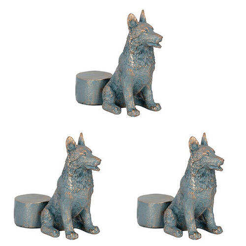 3PK Polyresin German Shepherd Dog Planter Pot Feet Riser Aged Brass