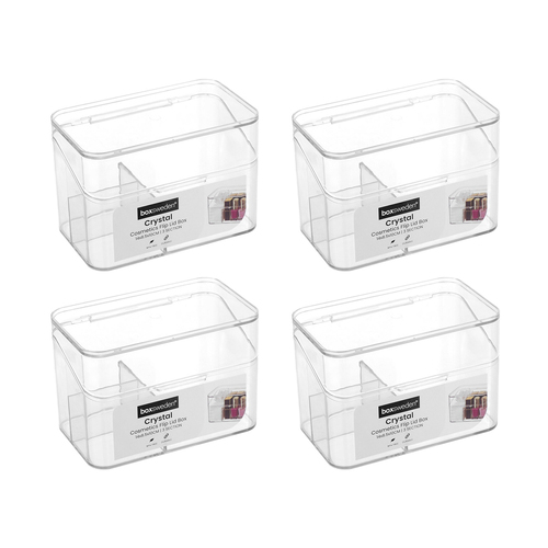 4PK Boxsweden 14cm Crystal Cosmetics Flip Lid Box - Clear