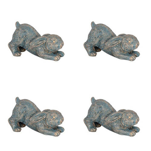 4PK Polyresin Bunny Rabbit Planter Pot Feet Riser Aged Brass