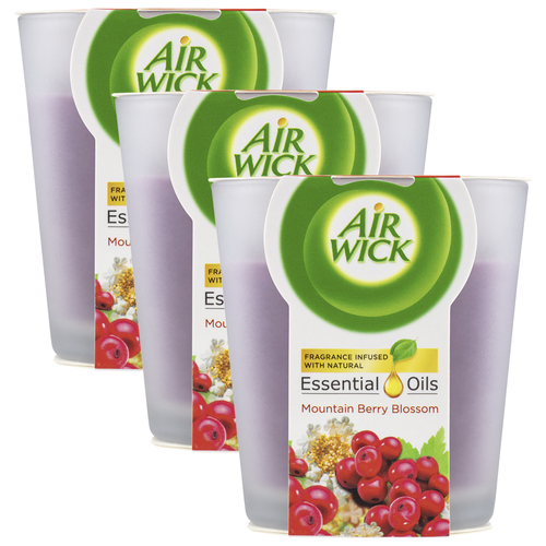 3PK Air Wick Essential Oils Scented Candle Mountain Berry