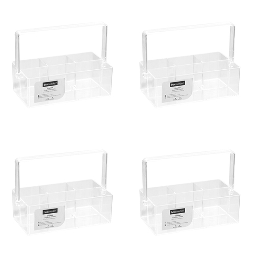 4PK Boxsweden 24cm Crystal 4-Compartment Organiser Caddy w/Folding Handle - CLR