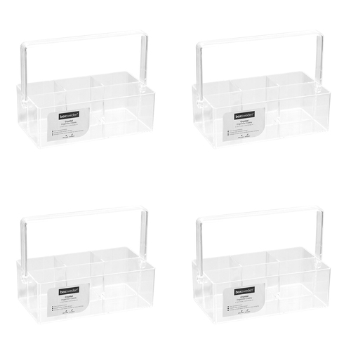 4PK Boxsweden 24cm Crystal 4-Compartment Organiser Caddy w/Folding Handle - CLR