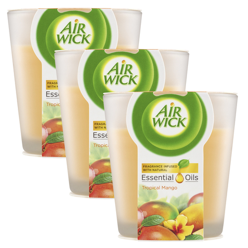 3PK Air Wick Essential Oils Scented Home Fragrance Candle Mango