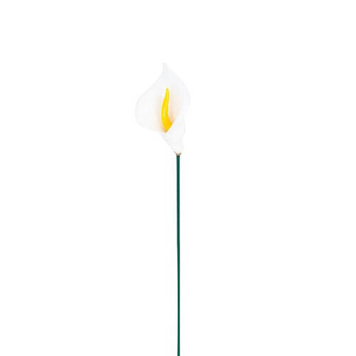  Lily Ceramic Stick Outdoor Decoration 30cm White/Yellow