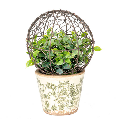  Large Wire Mesh Metal Ball Topiary Plant Frame 33x36cm Rust Copper