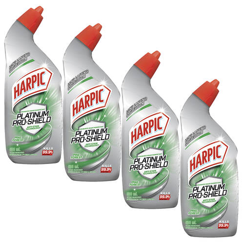4x Harpic 500ml Platinum Pro-Shield Toilet Cleaner Gel - Pine Forest