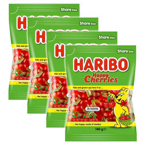 4PK Haribo Happy Cherries Gummies Bag 140g