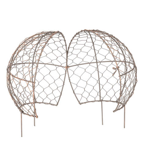  Small Wire Mesh Metal Ball Topiary Plant Frame 16x15cm Rust Copper