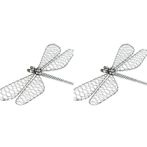 2PK Medium Steel/Bronze Wire Dragonfly 29x18cm Assorted