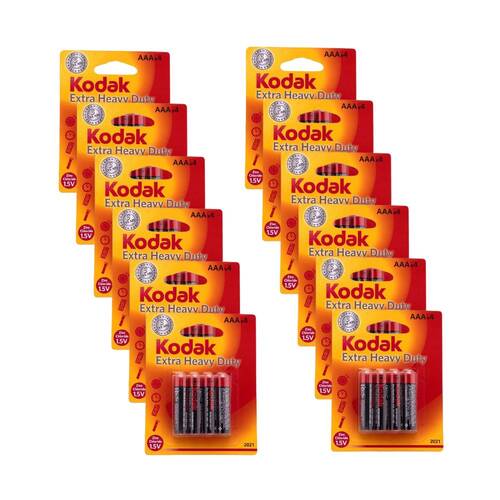 12x 4pc Kodak Extra Heavy Duty AAA Battery 1.5V Zinc Chloride