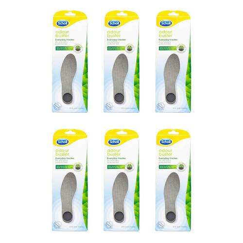 6PK Scholl Odour Buster Everyday Insoles Effective Charcoal Technology Pair
