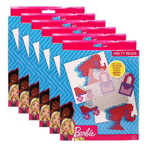 6PK Barbie DIY Melty Beads w/ Peg Board & Ironing Paper Kids Art Craft Kit 6y+