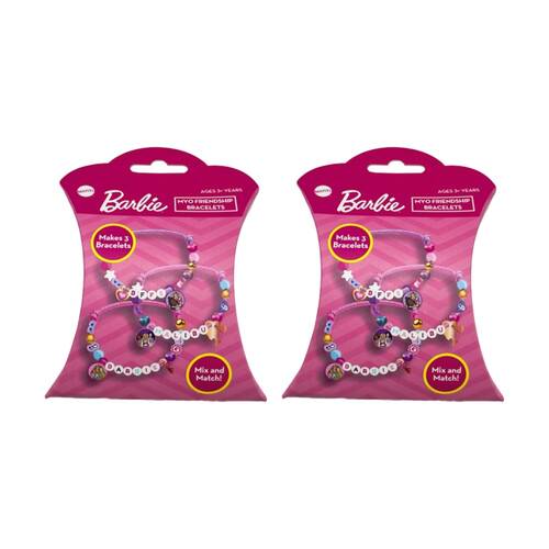 2x 3pc Barbie Make Your Own Friendship Bracelets Kids Jewelery Craft Set 3y+