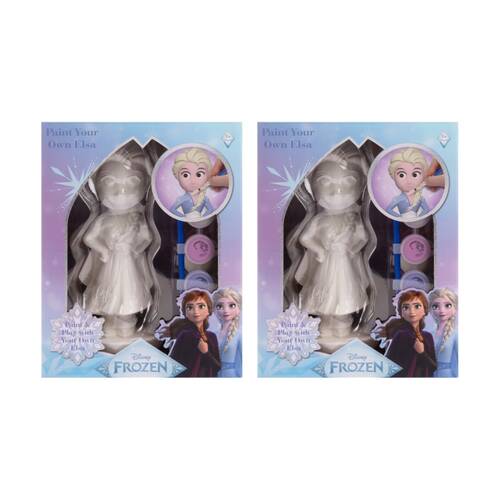 2PK Frozen Paint Your Own Plaster Figurine Kids Craft Set Elsa/Anna 3y+ Assorted