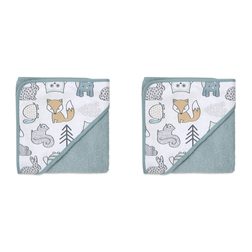 2PK Little Haven Cotton Hooded Woodland Soft Baby Towel 76cm