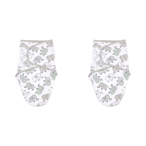 2PK Little Haven Swaddle Elephant Baby Wrap Blanket 0M+