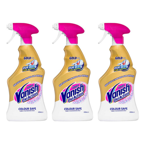 3PK Vanish Preen 450ml Oxi Action Gold Pro Colour Safe Stain Remover
