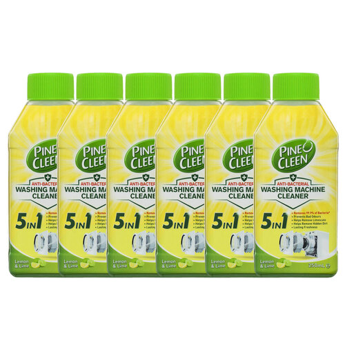 6PK Pine O Cleen 250ml Anti-Bacterial Washing Machine Cleaner - Lemon & Lime