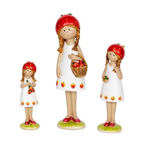 3pc Strawberry Girls Standing Outdoor Decoration Set Red/White