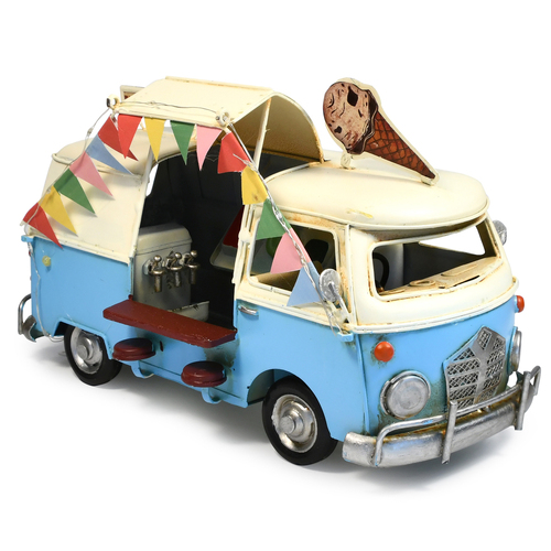 Auto Petit Festoon Lights Ice Cream Van Metal Ornament 28x16cm